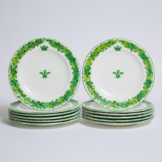 Twelve Worcester Dinner Plates Made for Albert, Prince of Wales’s Visit to Canada, Kerr and Binns, 1860