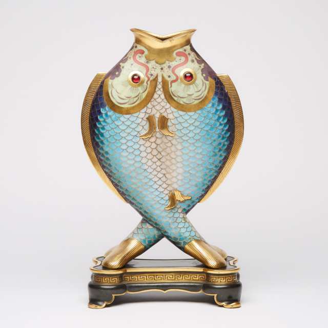 French ‘Japonisme’ Cloisonné Enamel, Gilt & Patinated Bronze Vase